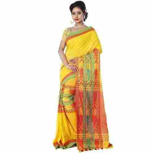 Festival Wear Printed Handloom Cotton Silk Saree With A Blouse Piece