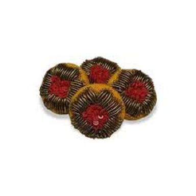 Brown Lightweight Round Designer Hand Embroidery Fabric Button For Garment Industry