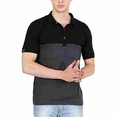 Half sleeves Casual Wear Regular Fit Black Plain Mens Polo Cotton T-Shirt