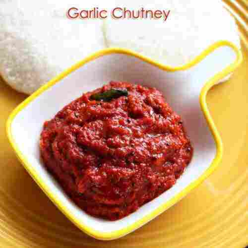 Pure And Organic Garlic Spicy Chutney Served With Dinner