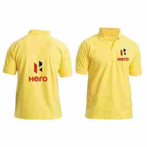Printed Polo Neck And Half Sleeves Cotton Fabric Promotion T Shirt For Men