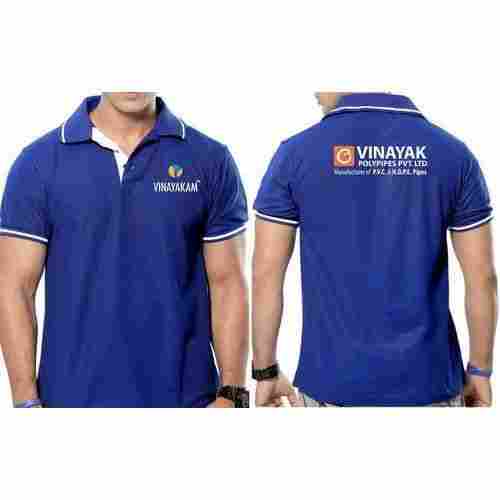 Short Sleeves And Polo Neck Hand Wash Printed Corporate T Shirt For Men