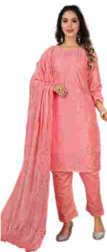 L Size Plain Pattern Cotton Silk Full Sleeves Stitched Suit With Dupatta