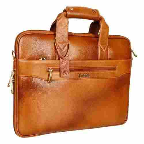 Hand Length Light Brown Leather Laptop Bag, Easy To Carry