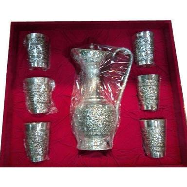 Pink 1700 Gram Weighted Polish Finished Pure Silver 1 Jug And 6 Glass Set