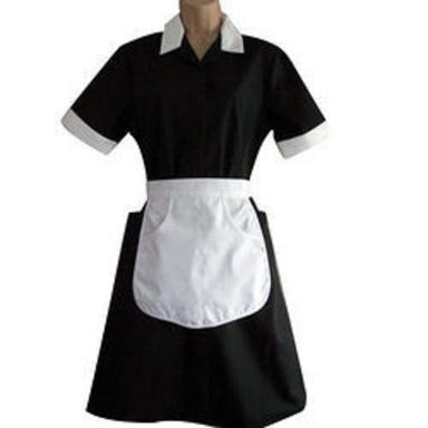 Blue Cotton Fabric Collar Neck And Half Sleeves Office Housekeeping Uniforms