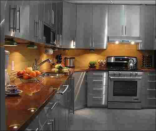 Easy To Install Sturdy Construction Easy To Clean L Shape Metal Modular Kitchen