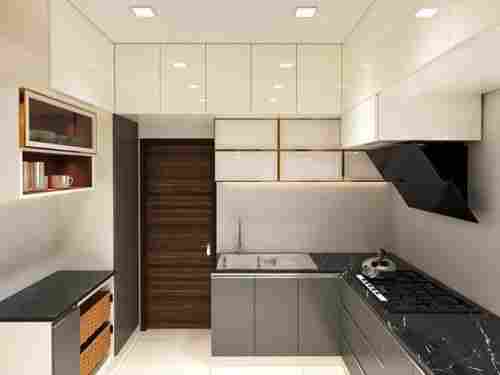 Modern L Shape Acrylic Matt Modular Kitchen With 3d Design