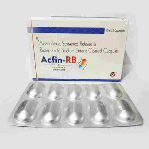 ACFIN-RB Aceclofenac And Rabeprazole Pain Reliever Capsules, 10x10 Alu Alu