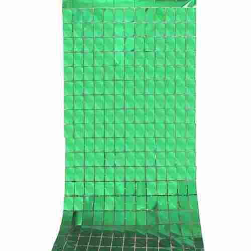 Green Color Rectangular Shape Polyester Foil Curtain For Decoration Purpose