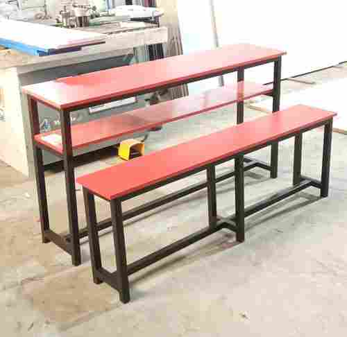 Steel & Wood Bench Desk For High School