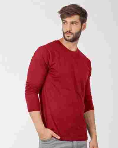 Multi Color Round Neck Full Sleeves And Pure Cotton Fabric Plain Men'S T-Shirts 