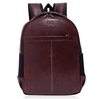 Brown Wide Shoulder Straps And Two Side Pocket Leather College Bags