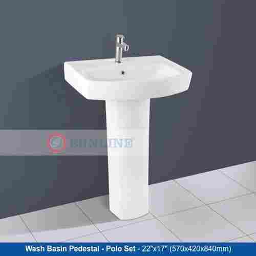 Smooth Texture Easy To Clean Scratch Resistant White Ceramic Pedestal Wash Basin