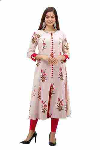 Ladies Printed Cotton Kurti With Leggings For Casual Wear