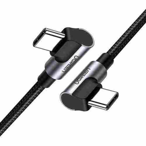 Aluminum Silvre And 2 M Cord Length High Design 60W Right Angle USB C To C Cable
