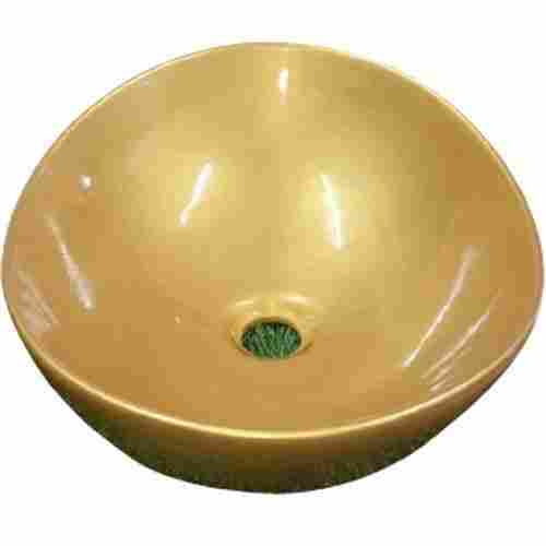 Appealing Look Scratch Resistance Oval Golden Ceramic Top Top Wash Basin