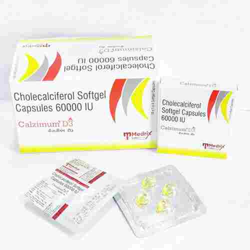 CALZIMUM-D3 Cholecalciferol 60000 I.U. Softgel Capsules, 1x4x10 Blister