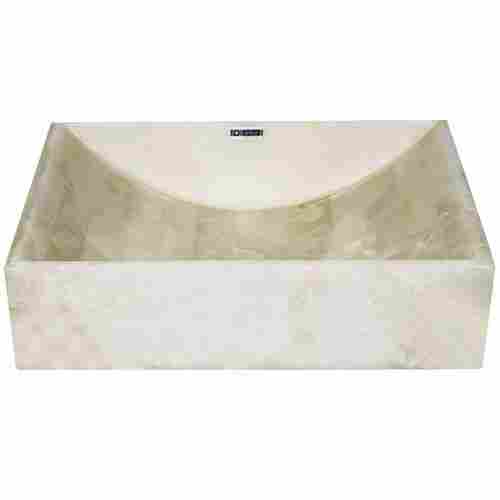 Wall Mounted Rectangular Bathroom White Onyx Marble Sink (MB-981)