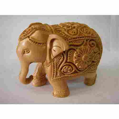 Wood Carved Handmade Elephant Up Trunk Statue Animal Figurines Showpiece