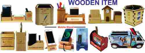 Wooden Table Top Phone and Card Holder