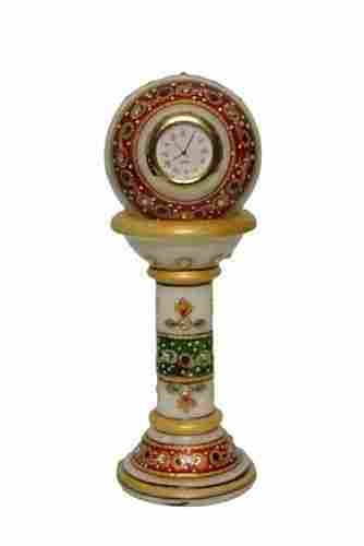 1 Kg Round Antique Craft Pink Unique Traditional Solid Handmade Home Decorative Marble Pillar Watch