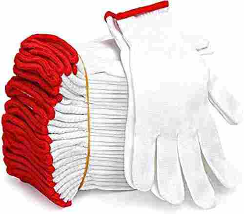 Disposable Full Finger Plain White Cotton Knitted Hand Gloves