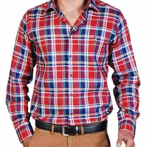 Regular Fit Casual Wear Collar Neck Full Sleeves Cotton Check Mens Shirt