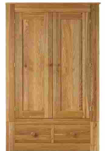 Solid Oak Handmade Wooden Finish Dual Door Rack Section Wardrobe For Home