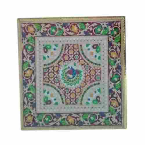 Easy To Clean Polished Finish Painted Designer Wooden Pooja Chowki
