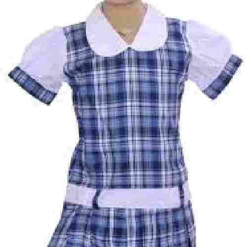Multi Color Half Sleeves Polyester And Cotton Fabric Girls School Frock