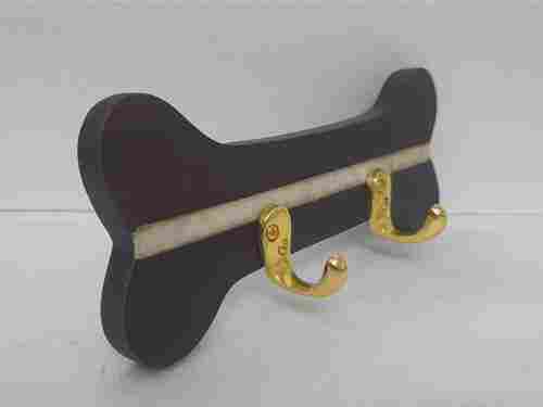 Handcrafted Pet Dog Leash Double Hook Holder (Golden Finish) For Home