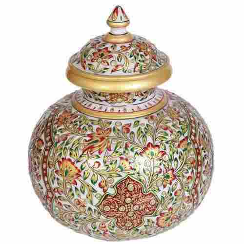 600 gm Weight Antique Painted Marble Pot for Home Decor and Gift Purpose