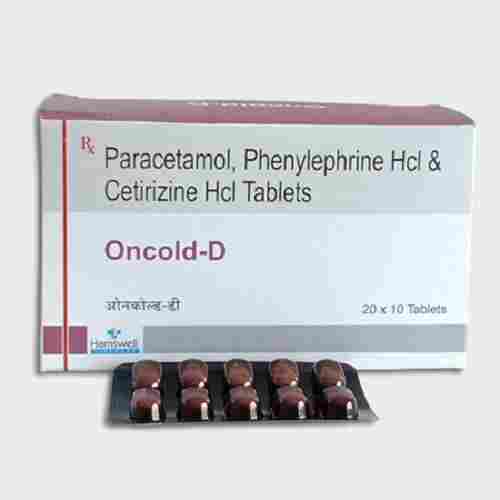 Oncold-D Paracetamol, Phenylephrine Hydrochloride And Cetirizine Tablet, 20x10 Blister