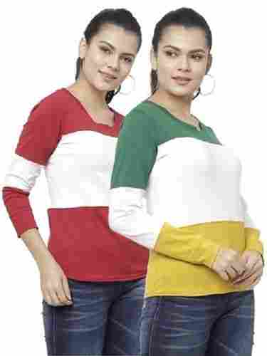 Plain Casual Wear T-Shirts For Ladies
