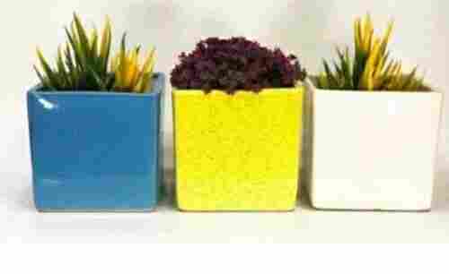 Plain Square Ceramic Flower Pots with 5 to 7 inch Height