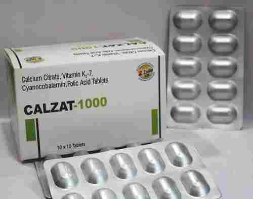 CALZAT-1000 Calcium CT, Vitamin K2-7, Cyanocobalamin And Folic Acid Tablet, 10x10 Alu Alu