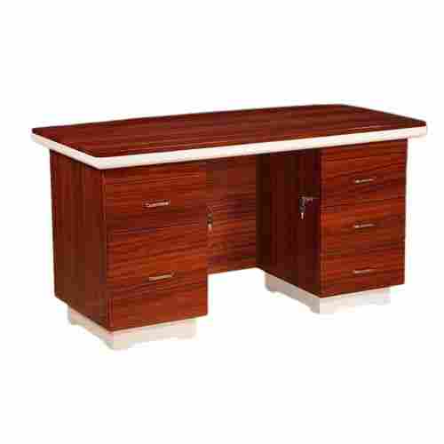 Paint Coated Rectangular Plain Six Drawer Wooden Office Table (3x4 Feet)