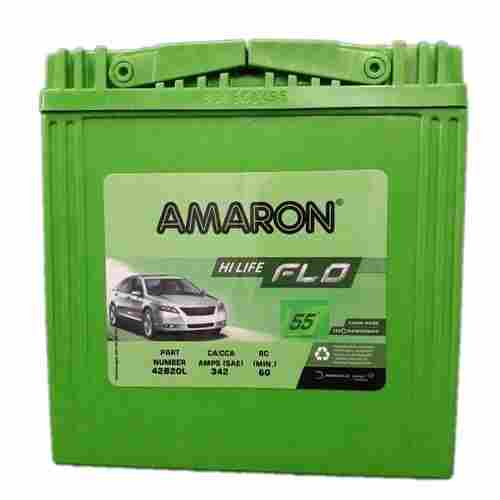 Low Maintenance 12 Volt 55 Ampere Hour Plastic Body Hi Life Flo Amaron Car Battery