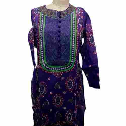 Embroidery Full Sleeve Cotton Kurti For Ladies