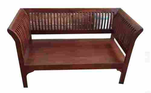 Durable Teak Wood And Glossy Finish Indian Style Two Seater Wooden Sofa