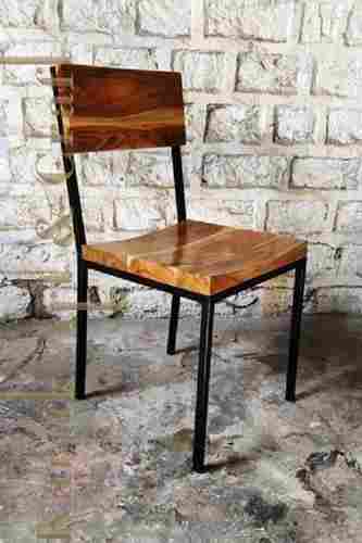 Black Industrial Metal & Wooden Dining Chair, For Restaurant, Size/Dimension: 16 X 14 X 18 Inches