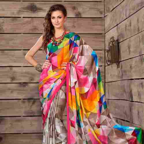 Ladies Latest Fashion Fancy Printed Crepe Silk Saree For Daily Wear