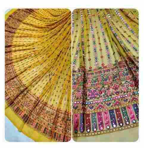 Pure Georgette Fabric For Dresses With 20-25 Meter Length And 54 Inch Width, Embroidered Pattern