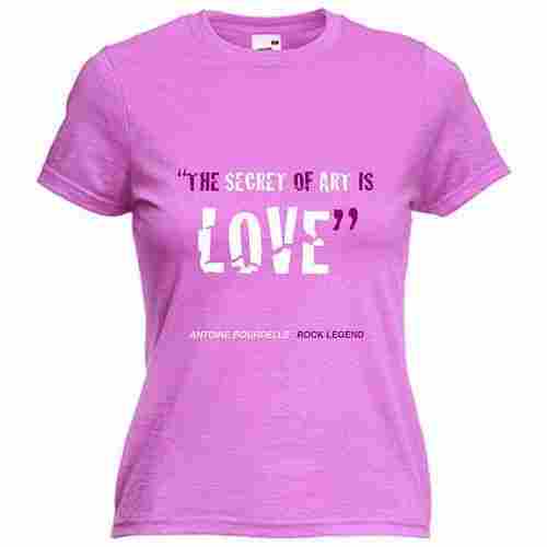Pink Colour Girls Cotton Printed T Shirt