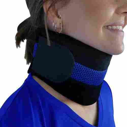 Breathable And Adjustable Cervical Neoprene Collar (Black And Blue) For Adults