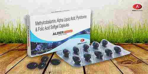 Methylcobalamin, Alpha Lipoic Acid, Pyrodoxine & Folic Acid Soft Gelatin Capsules (Alder Nervive)