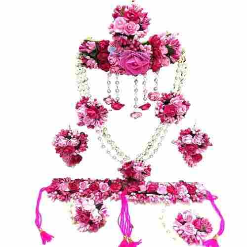 Multi Color Paper Flower Material Light Weight Jewellery Set For Wedding 