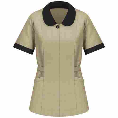 Half Sleeves Collar Neck Regular Fit Plain Pattern Girls Housekeeping Uniform