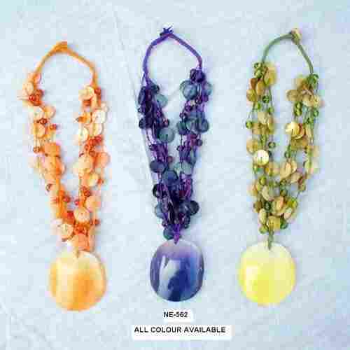 Beads Work Sea Shell Designer Pendant Necklace For Party Wear